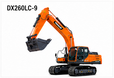DX260LC-9 crawler excavator side view