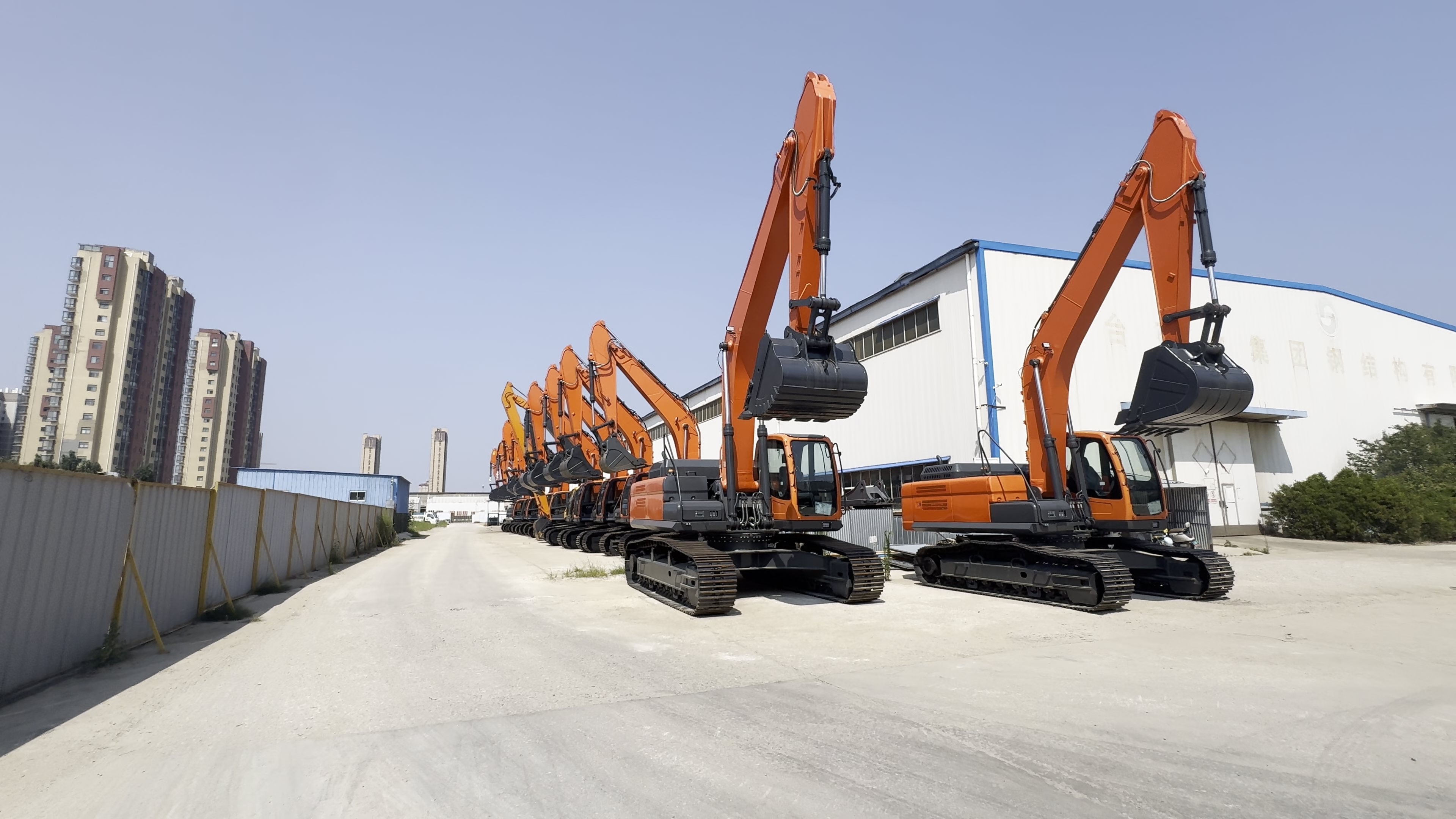 Excavators in the factory yard